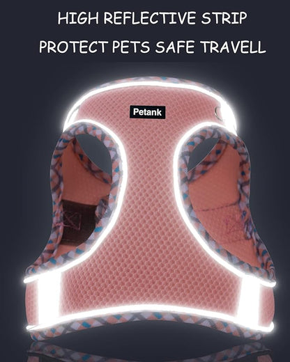 Petank Dog Harness for Small Medium Dogs No Pull, Puppy Harness and Leash Set, Step in Dog Harness for Walking, Running, Training, Small Dog Vest (Pink, S)
