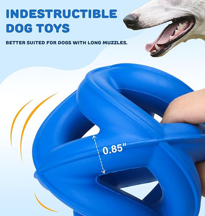Indestructible Dog Toys, Durable Dog Toys for Aggressive Chewers - Durable & Non-Toxic Natural Rubber, Dog Chew Toys, Dishwasher Safe, Interactive Dog Toys for Small Medium Large Breed Dogs, Navy