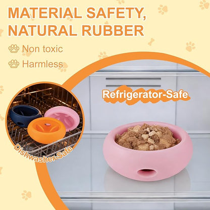 Dog Enrichment Toys, Durable Silicone, Interactive Engagement Slow Feeder Dog Bowls, Pink