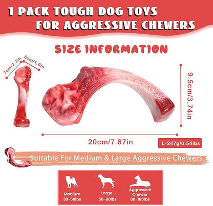 Tough Dog Toys for Aggressive Chewers, Super Chew Toy to Keep Them Busy, Cleaning Teeth, Boredom and Stimulating, Indestructible Nylon Bone for Medium Large Breed, Best Pet Gift, Beef Flavor