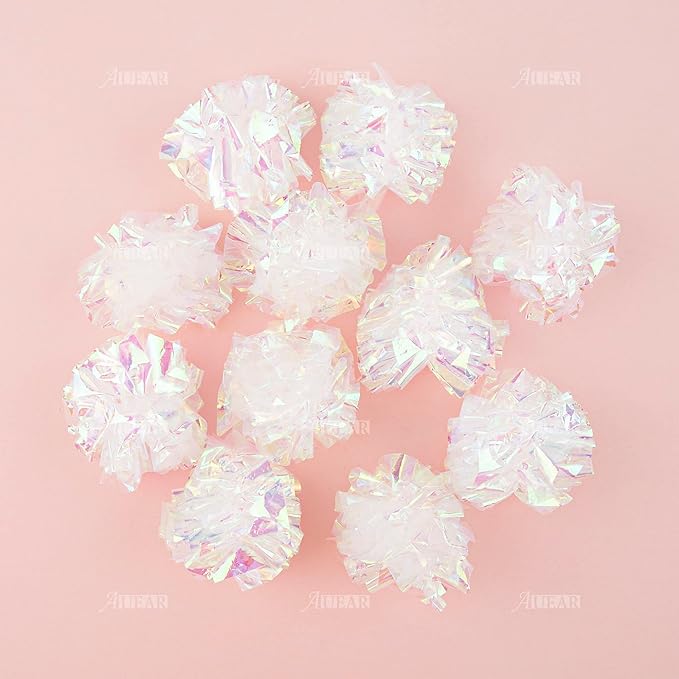 AUEAR, 20 Pack Dye Free Cat Crinkle Balls 2" Mylar Sounds Shiny Kitty Glitter for Cats
