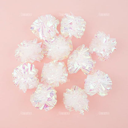 AUEAR, 20 Pack Dye Free Cat Crinkle Balls 2" Mylar Sounds Shiny Kitty Glitter for Cats