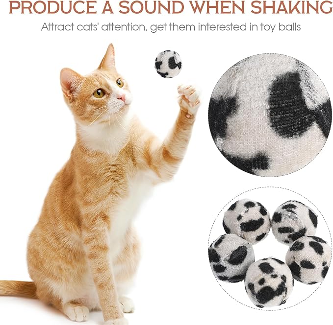 Animal Wrapped Tennis Balls Cat Toy Set 10 Pcs Leopard Print Interactive Cat Toys for Indoor Cats Stimulate Natural Instincts and Prevent Scratching