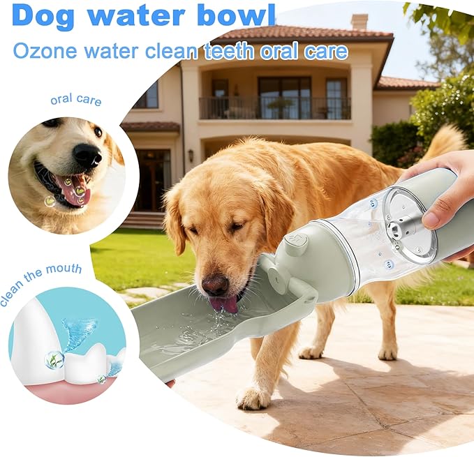 Portable Dog Water Bottle Active Oxygen Puppy Water Bowl & Dispenser for Travel, Improves Taste and Boosts Immunity for Pet Health Care Water Bottle (A-013B-white)