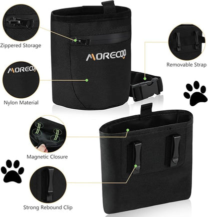 SZO Dog Treat Pouch with Magnetic Closure, Treat Pouches for Pet Training, Dog Training Treat Bag with Belt 3 Ways to Wear Dog Treat Carrie,Hands-Free Training - Black