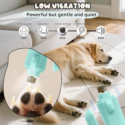 2-in-1 Dog Nail Trimmers & Dog Nail Grinder, Dog Nail Clippers with 2 LED Lights & Safety Guard, USB Rechargeable, Multiple Grinding Methods for Small, Medium, and Large Dogs & Cats (Green)
