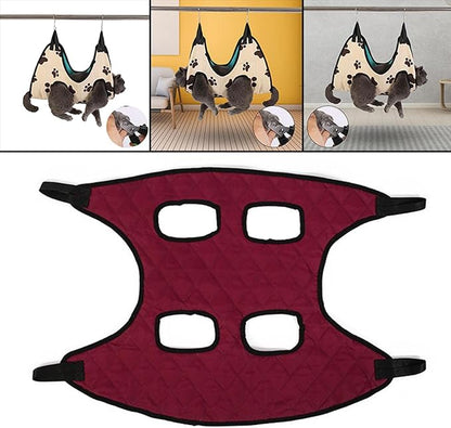 Portable Dog Grooming Hammock Restraint Bag Harness Multi Functional Hammock Helper for Puppy Nail Trimming Cat Pet Supplies Cleaning, Red M
