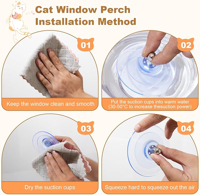 Glow in The Dark Cat Window Perch, Large Foldable Hammock Bed with 4 Strong Suction Cups and Warm Soft Zipper Removable Cushion for Indoor Cats (Stars)