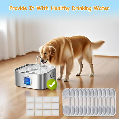 12 Pack Dog Water Fountain Filters Fit for WF120 Large Dog Water Bowl Dispenser 410oz/3.2Gal/12L Automatic Pet Fountain