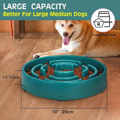WHIPPY Large Slow Feeder Dog Bowls for Large Medium Dogs Anti-Chocking Slow Feeding Maze Dog Food Bowl Slow Eating Interactive Bloat Stop Puzzle Bowl,Green