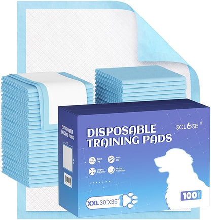 Pee Pads for Dogs Extra Large 30"x36", 100 Count Puppy Pads XXL, Potty Pads for Dogs, Super Absorbent & Leak-Proof, Disposable Training Pads for Puppies, Doggie Pads, Blue