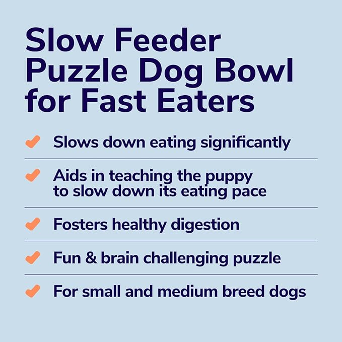 Miracle Vet Slow Feeder Dog Bowls for Fast Eaters - for Small, Medium Sized Dogs - Dog Puzzle Maze Helps Slow Down Eating - Adult, Puppy Food Bowl for Bloat Stop - Non-Slip Feeder Bowl (Blue)