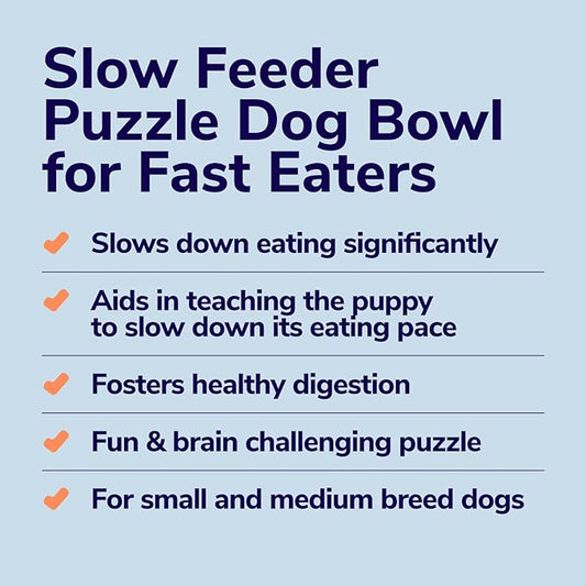 Miracle Vet Slow Feeder Dog Bowls for Fast Eaters - for Small, Medium Sized Dogs - Dog Puzzle Maze Helps Slow Down Eating - Adult, Puppy Food Bowl for Bloat Stop - Non-Slip Feeder Bowl (Blue)