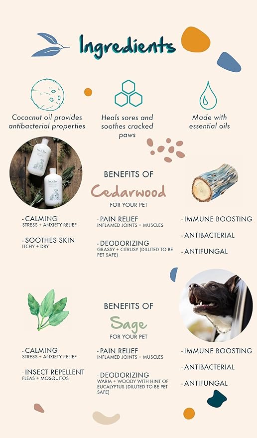 Shampoo and Conditioner Set, Formulated for All Pets, Gentle and Cleansing, Made in The USA, Cruelty Free, 16 fl oz (Cedarwood + Sage)