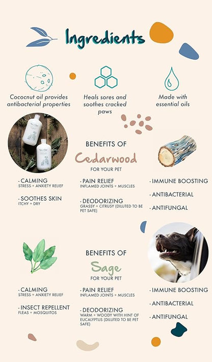 Shampoo and Conditioner Set, Formulated for All Pets, Gentle and Cleansing, Made in The USA, Cruelty Free, 16 fl oz (Cedarwood + Sage)