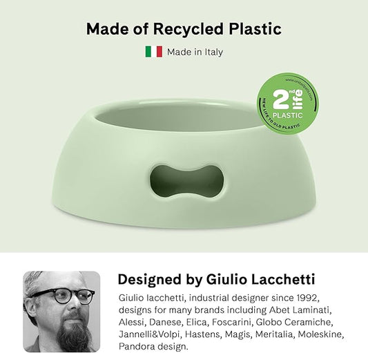 United Pets Pappy Dog Bowl for Dogs and Cats | BPA Free Premium Water and Food Pet Bowls Feeder for Small to Medium Pets | Eco Friendly & Pet Safe Food Grade Materials | Made in Italy | Green -12 Oz