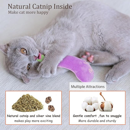 Catnip Cat Toys, 5 Pack, Plush Cat Nip Toys for Indoor Kitten Kitty, Interactive Cat Kicker Chew Safe Teeth Cleaning Toys, Fun Vegetable Shape