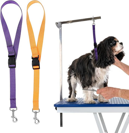 2 Pack Grooming Loops for Dogs Groomers Adjustable Nylon Groomers Helper for Dog Cat Pet Fixed Safety Rope Bathing Tether Straps Restraint