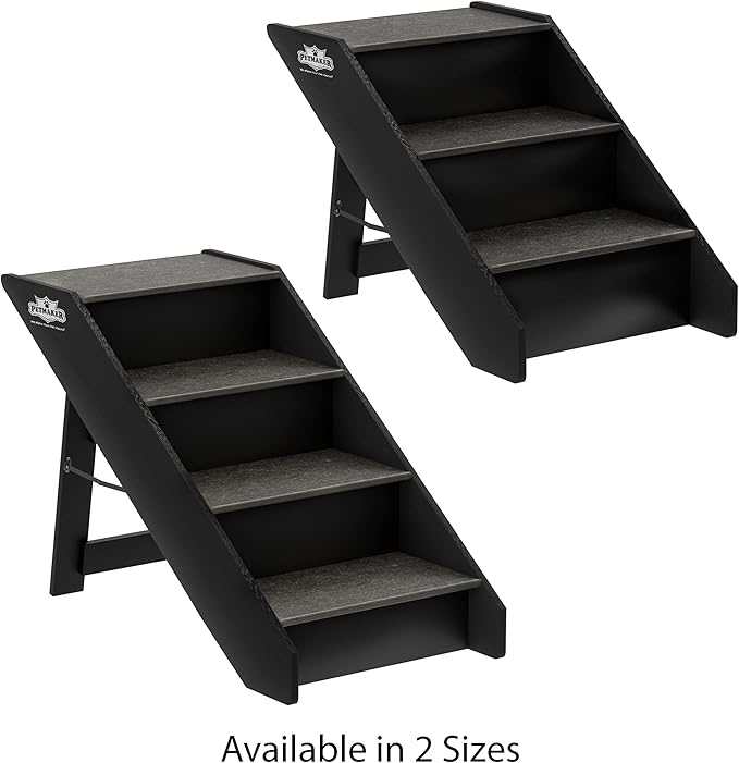 Pet Stairs - Home and Vehicle Foldable Nonslip Dog Steps with 3-Step Design - for Puppies, Kittens, and Other Small Pets by PETMAKER (Gray)
