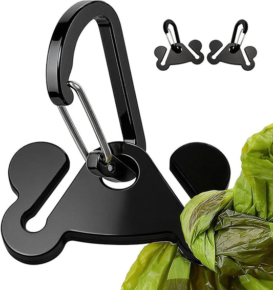 Dog Poop Bag Holder for Waste Bags Dispenser Leash Pet Waste Bag Carrier Hand Free Walking Holder,2PCS Black Holders
