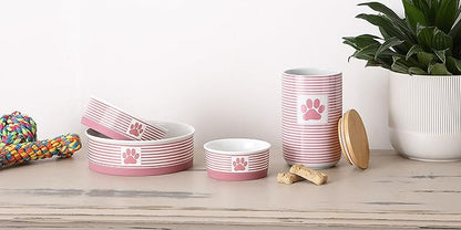 Bone Dry Paw & Patch Ceramic Pet Collection, Medium Set, 6x2, Rose, 2 Piece,5742