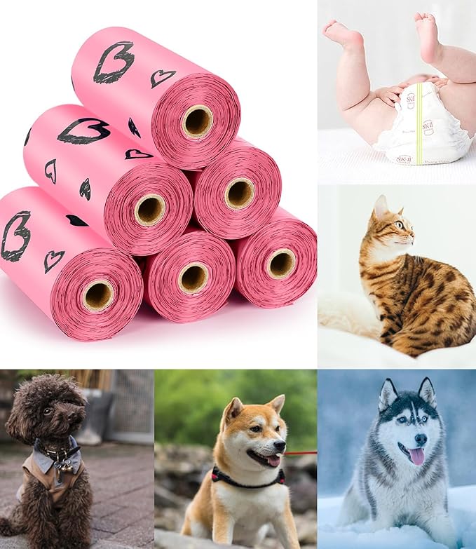 Dog Poop Bag Rolls Pink: 540 Count Dog Waste Bags with Dispenser, Extra Thick Strong Leak proof Poop Bags for Dogs Doggy | Unscented