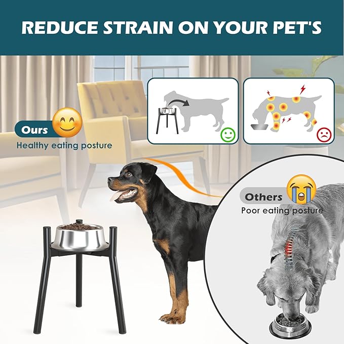 SHAINFUN Adjustable Metal Raised Stand for Large & XL Breeds, Compatible with 7 to 10.6" Wide Bowls, Single Tall Elevated Feeder (Bowl Not Included)