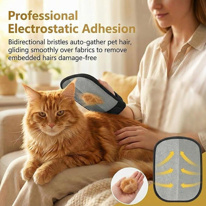 Electrostatic Pet Hair Removal Gloves for Cats & Dogs–Upgraded Reusable Magic Brush Tool for Quick Wiping on Couch,Carpet,Laundry,Car Seat & Pet Beds(2PC,Yellow)