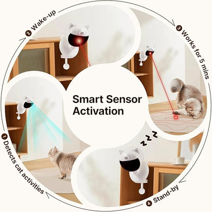 Potaroma Motion Activated Cat Laser Toys Interactive, Smart Sensor Truly Random Trjajectory with Clamp Design, Automatic Chargeable Kitten Toy Indoor Exercise, Chalk White