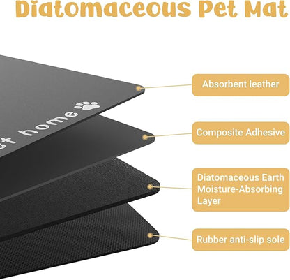 Dog Food Mat, Diatom Ooze Cat Water Mats Non Slip for Floors Waterproof and Water Absorption, Easy to Clean-Paw (15.5" H*23.5" L)