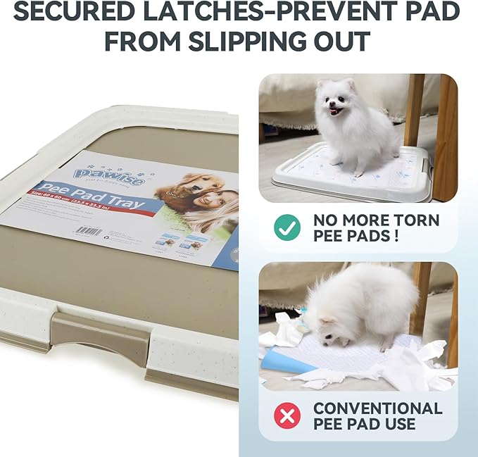 PAWISE Dog Training Pee Pad Holder Tray, Indoor Puppy Potty Pee Pad Floor Tray Dog Toilet, 24''X24', Large