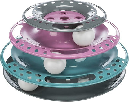 TRIXIE Catch The Balls Circle Track, Interactive Cat Toy, Cat, and Mouse Games (Green/Gray)