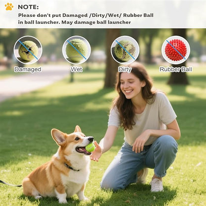 Dollate Automatic Ball Launcher for Small Dogs,Interactive Toys Dog Ball Thrower Machine with 10-30Ft 3 Launching Distance,Indoor & Outdoor with 15 Mini Tennis Balls (2 inch),Blue