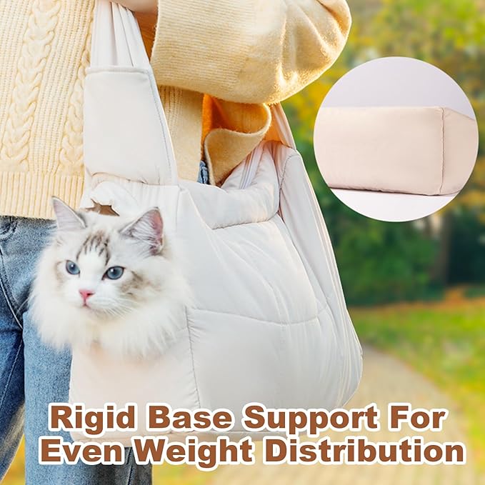 Mini Dog Purse Carrier with Pockets, Warm Cute Pets Bags with Secure Harness Clip, Cat Shoulder Bag for Outings, Lightweight Puppies Bags Kennel, Trained Pets Handbag Outdoor(Khaki,One Size)