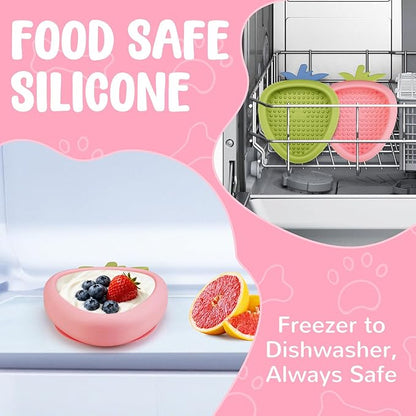 Freeze Dog Lick Bowl, Animire Non-Slip Slow Feeder Lick Mat for Dogs, Silicone Dog Enrichment Bowl for Distraction Anxiety Relief Boredom, BPA Free, Dishwasher Safe(Pink,S)