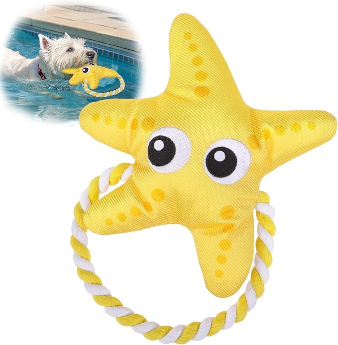 SCENEREAL Dog Toy for Small Medium Dogs- Floating Dog Toys Squeaky Toys for Water Pool Fetch, Halloween Starfish Shape Interactive Pet Chew Toy Outdoor Interactive Play