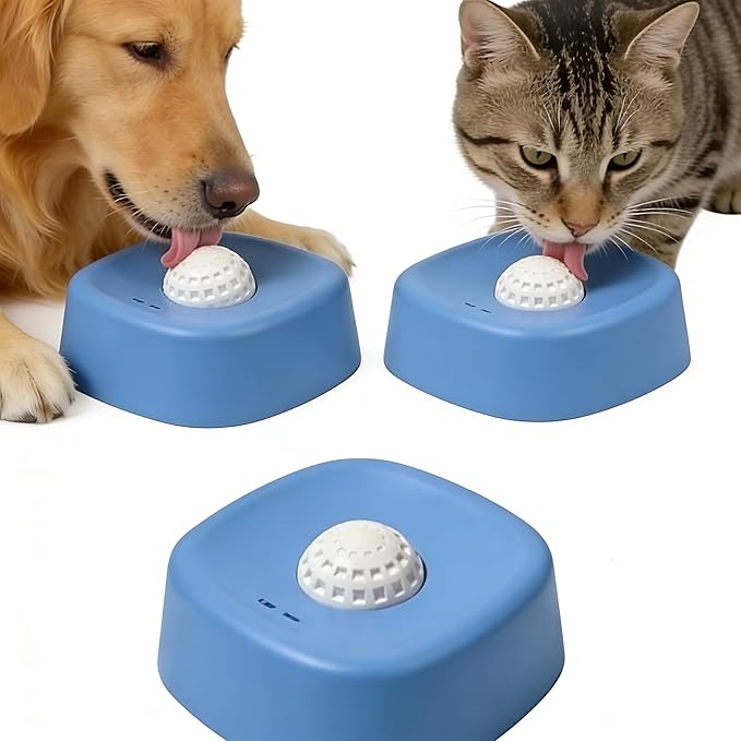 Slow Feeder Dog Bowl with Rolling Ball, Interactive Lick Bowl for Wet Food Water & Treats, Anti-Slip Puzzle Toy for Boredom & Anxiety Relief, for Large Medium Small Dogs (Blue)
