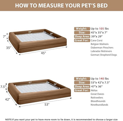 WNPETHOME XXL Extra Large Dog Bed, Washable Dog Couch with Removable Waterproof Cover, Orthopedic Large Pet Sofa Bed with Bolster Sides for Sleeping