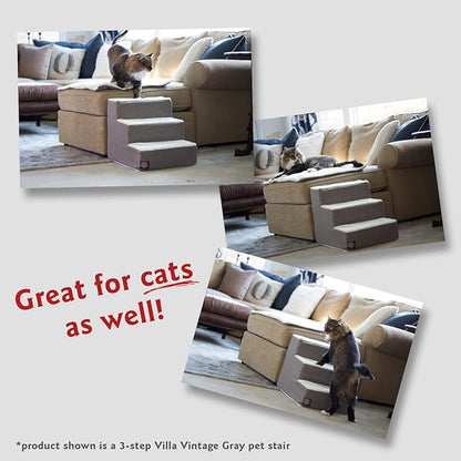 Majestic Pet Portable Pet Stairs | Soft Sherpa Steps Foam Feeling | Steps for Dogs & Cats | Dog & Cat Ramp | Perfect for Bed & Sofa | Indoor Only | Max Weight: up to 250 Lbs, 4 Step, Villa Aubergine Steps