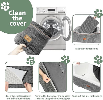 Dog Car Seat Medium Sized Dog Under 60 Lbs, Large dogBed for Car Back Seat, Booster Seat for 2 Small Dogs,PortableDog Travel Accessories