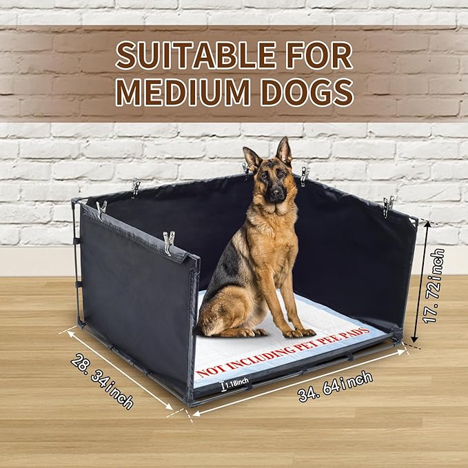Dog Litter Box Indoor for Medium Dogs,Pee Pad Holder with High Walls(34.64"*28.34"*17.72"),No-Spill Pee Pad Holder with Foldable Pet Toilet,Easy Clean Puppy Litter Box for Dogs (Large)