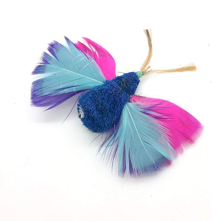 2 Inch Handmade Cat Toy Teaser Wand Refill Butterfly - Blue Natural Material Toy, Hunting Instinct Play, Interactive Exercise Attachment for Indoor Cats