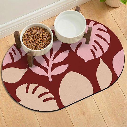 Cat Food Mat 24''x16'', Absorbent Cat Mats for Food and Water, Non-Slip Rubber Mat for Cats Bowls, Easy Store Pet Food Placemat, Mats for Under Cats Food Bowls, Fit with Kitchen, Living Room