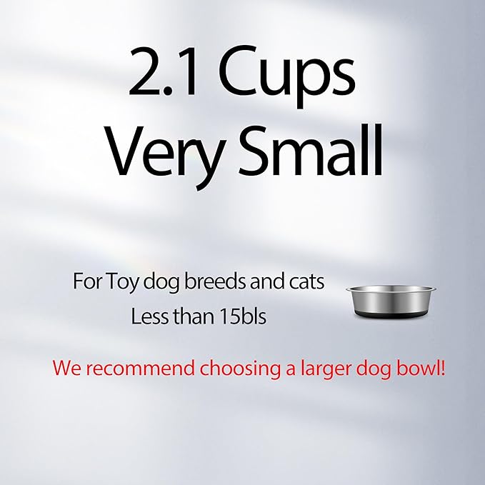Stainless Steel Dog Bowls Set of 2, Anti Rust Metal & Non Slip Rubber Base, Heavy Duty Large Feeding Dishes, Food Grade BPA Free, Food and Water Bowl for Small Dogs (17oz, 2.1cup)