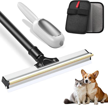Pet Hair Removal Tool, 3 in 1 Cat Dog Hair Removar Set Including 50" Carpet Rake, Reusable Lint Roller and Static Pet Hair Removal Glove for Rugs,Carpet,Couch,Floors,Furniture,Clothes