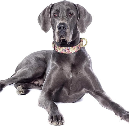 Reflective Dog Collar for Large Dogs, Cute Flower Theme Adjustable Heavy-Duty Nylon Puppy Collar for Boy and Girl Female, Soft Pet Accessories with Quick Release Buckle, Colorful Floral