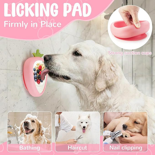 Freeze Dog Lick Bowl, Animire Non-Slip Slow Feeder Lick Mat for Dogs, Silicone Dog Enrichment Bowl for Distraction Anxiety Relief Boredom, BPA Free, Dishwasher Safe(Pink,S)