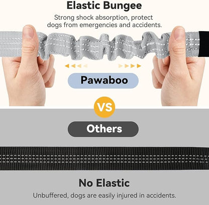 Pawaboo 2Pack Dog Seatbelt for Car, 3-in-1 Dog Car Seat Belt, Shockproof Dogs Tether with Buckle & Hook Latch, Adjustable Reflective Dogs Cars Harness Leash with 360° Lockable Buckle, Gray & Black
