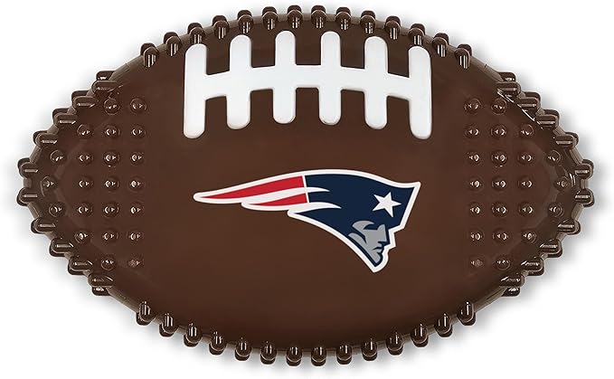 NFL New England Patriots Mega-chew Hard Nylon Bacon-flavored Dog Bone Football Chew Toy Interactive Tasty Fun Dog Chew Toy. Indestructible Strong Durable Chew Toy Tough Pet Toys for Aggressive Chewers
