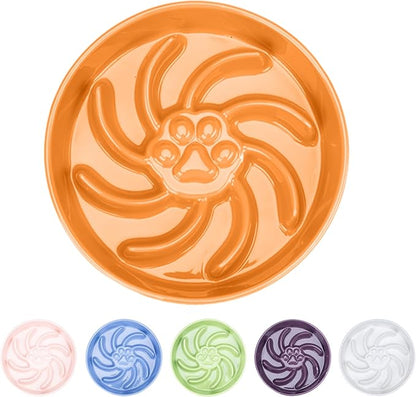 Ceramic Slow Feeder Dog Bowl, 1.5 Cup Dog Food or 20oz Water, Slow Eating Bowl for Small Breed, Maze Puzzle Feeder for Fast Eaters, Anti-Choking Stop Bloat, Non-Slip BPA Free (Orange)